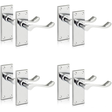 short chrome front door handle lock with plate